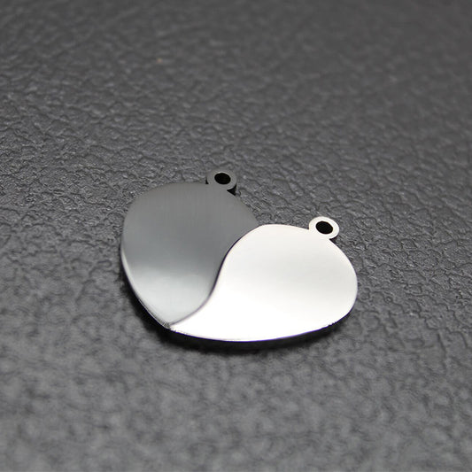 Titanium steel heart-shaped couple necklace a pair of engraved
