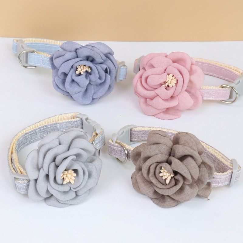 Simulation Camellia Flower Fancy Cat Collar