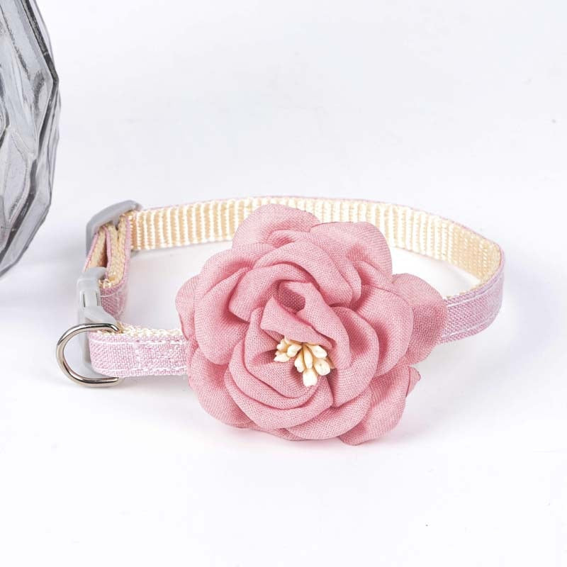 Simulation Camellia Flower Fancy Cat Collar