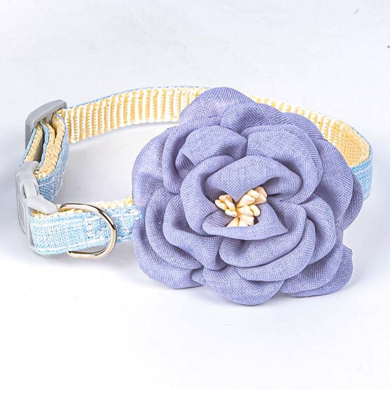 Simulation Camellia Flower Fancy Cat Collar